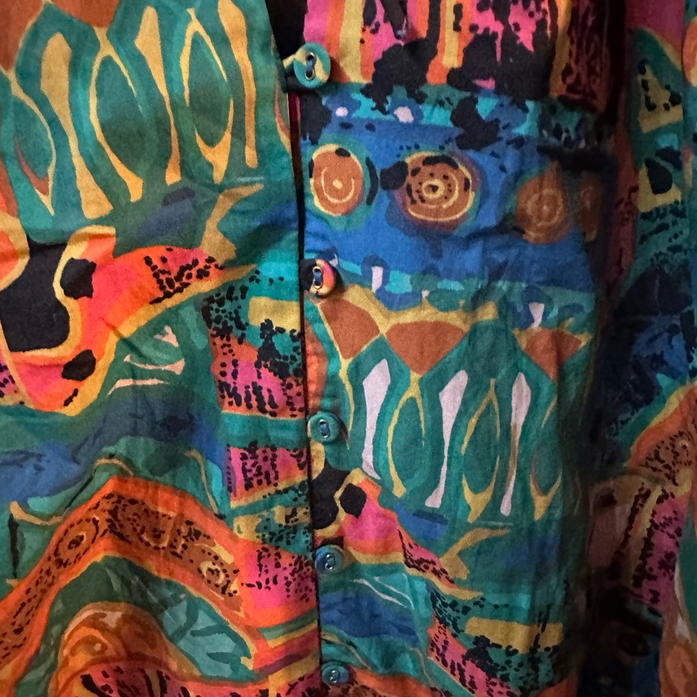 Cleobella Kai 100% Organic Cotton Puff Sleeve Tropical Print Blouse Size Small - Picture 10 of 12